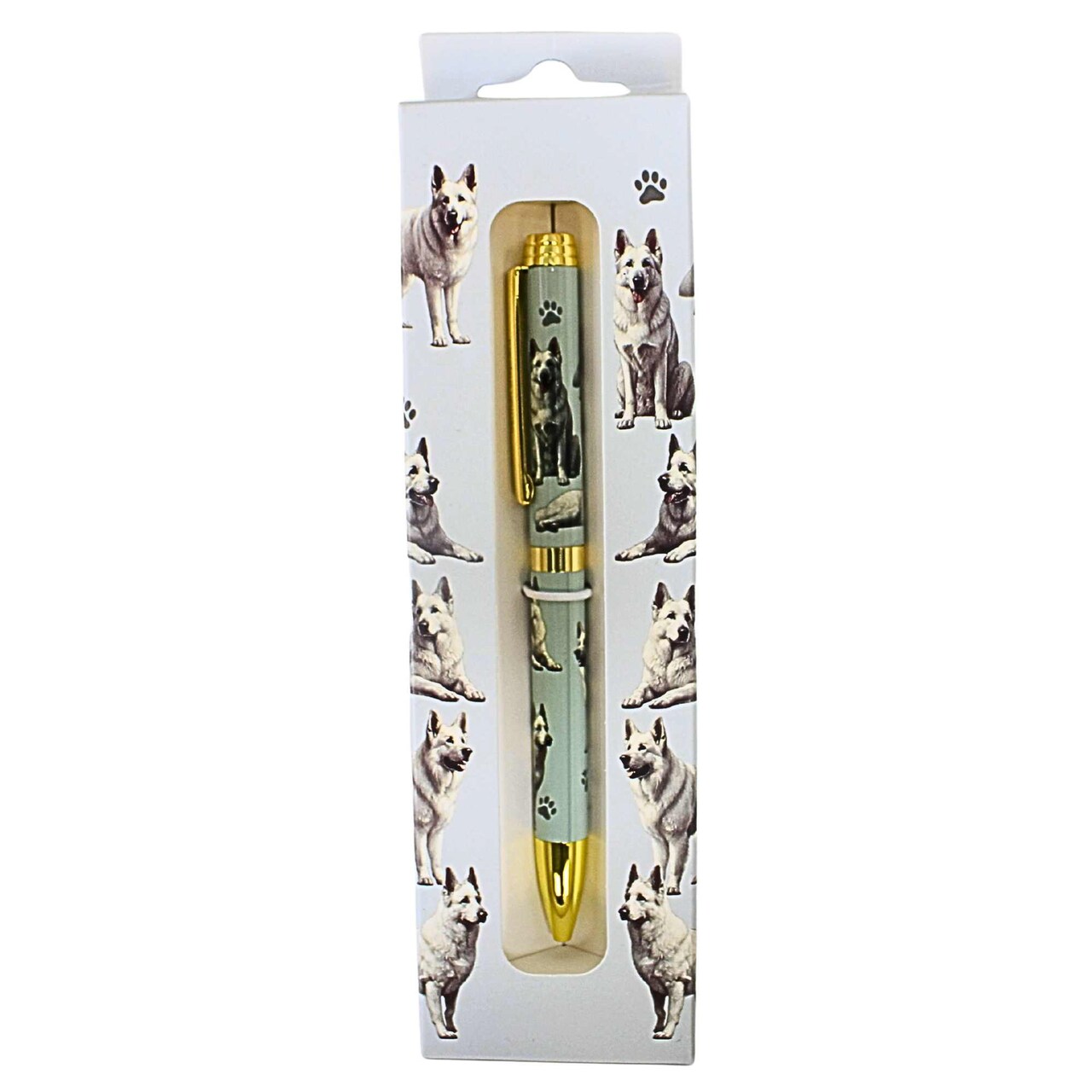 E & S Imports 5.5 Inch White German Shepherd Ballpoint Pen Everyday Pen , Writing Dog Puppy Pet